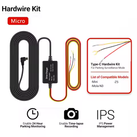 for DDPAI 12/24V Type-C USB Car Charger 4M Hard Wire Hardwire Kit for DDPAI Mini 5/ Z40 / Z50 / Mola