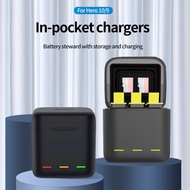 TELESIN Battery Charger Storage Box Charging Kit for GoPro HERO 11 10 9 BLACK