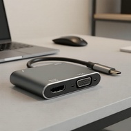 USB-C to VGA 4K HD + USB + PD 4-in-1 Hub for Notebook & Projector USB-C ke VGA 4K HD + USB + PD Hub 