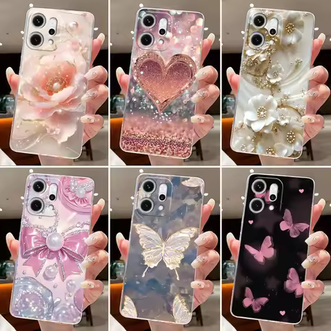 Phone Case For Oppo Reno14 Reno 14F Protective Cases Reno 14 Pro 14 F Capa Flower Butterfly Transpar