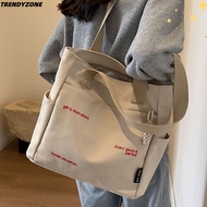 TRENDYZONE Student Book Bag, Canvas Square Shape Canvas Shoulder Bag,  Large Capacity Student Bag