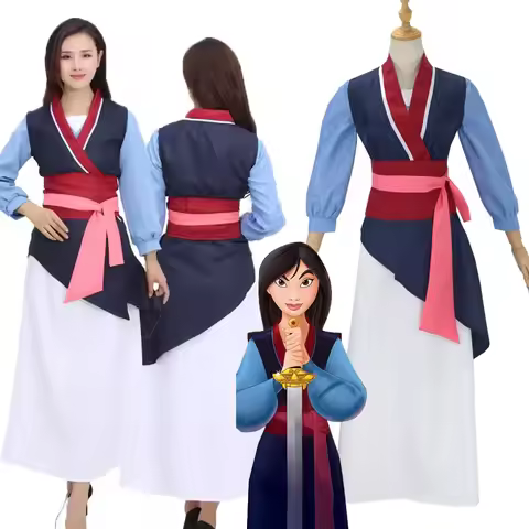 5PCS MuLan Role-playing Cosplay Costume Stage Performance Costume Replacing Father Military Hua Mula
