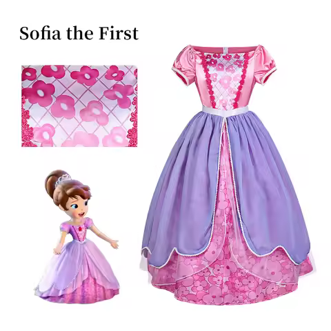 Adult Women Sofia the First Costume Princess Sofia Cosplay Dress Floral Print Purple Satin Gown Hall