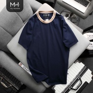 Big size plain T-shirt with stylized collar, cool cotton fabric - MH Store