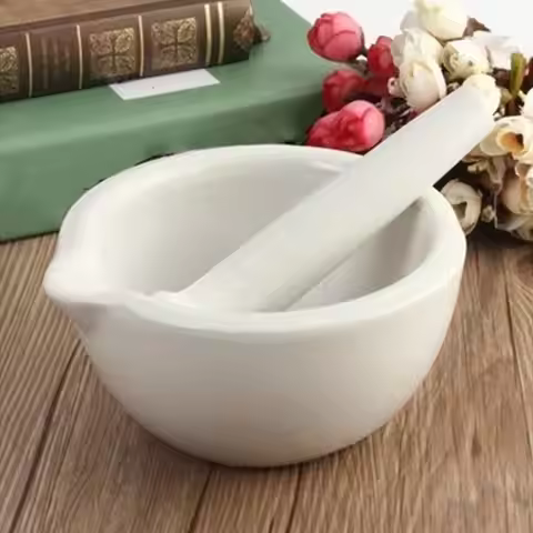 1set Mini Pestle and Mortar White Porcelain Mixing Grinding Pill Crusher Bowl Set New