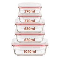 Glass Food Containers, 5-pack of airtight jars with click-seal silicone lids, ideal for fridge and l