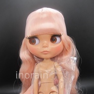 12" Blythe Doll with 19 Joint Body Tan Skin Nude Doll Light Peach Pink Curl Long Hair #N02