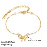 New Chain Sweet Escape Princess Bow Ball Non fading Titanium Steel Electroplated Gold Bracelet Women