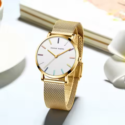 Hannah Martin Top Women Watch Bohemian Style Simple Stainless Steel Mesh Strap Original Japanese Mov