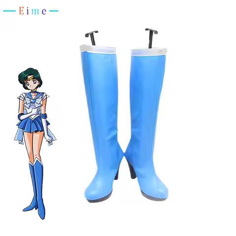 Ami Mizuno Cosplay Shoes PU Leather Shoes Halloween Carnival Boots Sailor Mercury Cosplay Props Cust