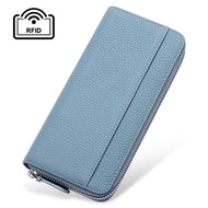 Ben Yanu Genuine Leather Ladies Long wallet Zipper Pebbled Cow Leather Japanese Style Clutch wallet 