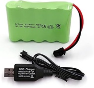 Gecoty 6V Battery Pack, 2400mAh Ninh Rechargeable AA Battery Pack, Come with Charge Cable, for RC Tr
