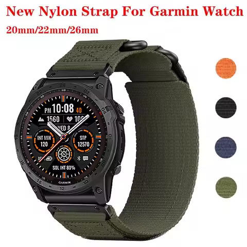 26 22 20 mm Nylon Loop Strap For Garmin Fenix 6X 6 6s Pro 7 8 7s 7X Solar 5 5X Plus 3 3HR Epix Gen 2