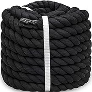 BONSINY Black Cotton Rope 1 inch x 50 feet Tug of War Rope - Twisted Strong Thick Rope for Swing Hanging Landscaping DIY Projects