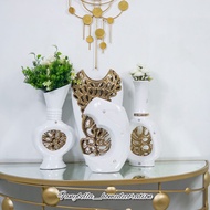 PUTIH Ceramic Flower Vase Gold White Yellow Gold Imported Home Decoration| Fanybella