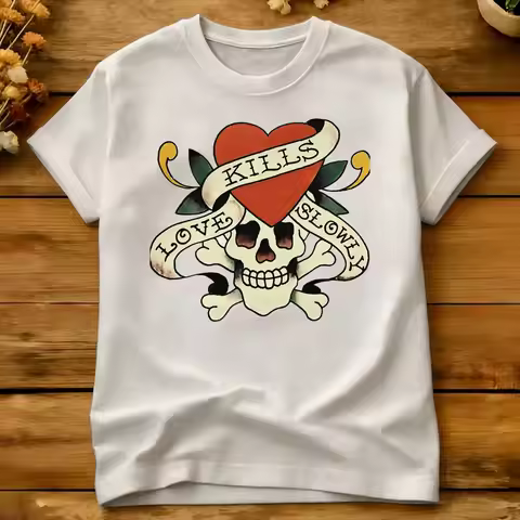 Men's Love Kills Slowly T Shirts Ed-Hardys Cotton Clothing Summer Short-Sleeve T Shirt Crewneck Tren