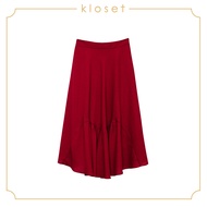 KLOSET Kloset Skirt  (RS18-S003) เสื้อผ้าแฟชั่น เสื้อผ้าผู้หญิง กระโปรงแฟชั่น กระโปรงทรงบาน