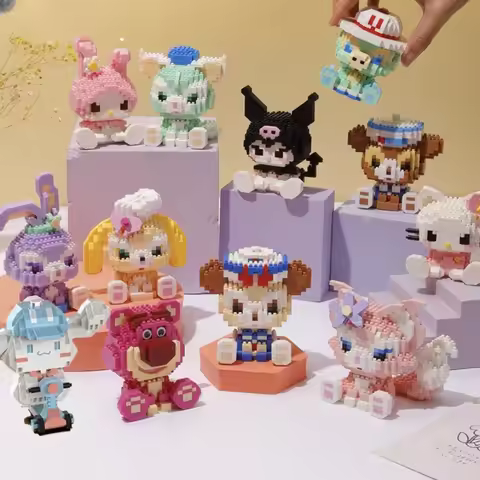 Disney 108 style Stitch LinaBell StellaLou Building Blocks Princess Cartoon Figrues Bricks Children'