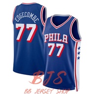 『Hot pressed』New 76ers 77# Edgecombe Basketball Jerseys Blue Jersey