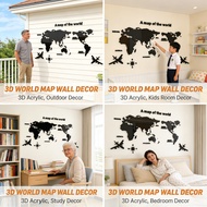 World Sticker Map 3D Acrylic Crystal Office Wall Decor World Map Stickers