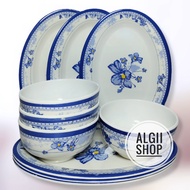 ALGI SHOP /12PCS PAKET MELAMINE ISI PIRING SAJI LONJONG DAN MANGKUK MINI KUAH SOTO MELAMINE KEMBANG