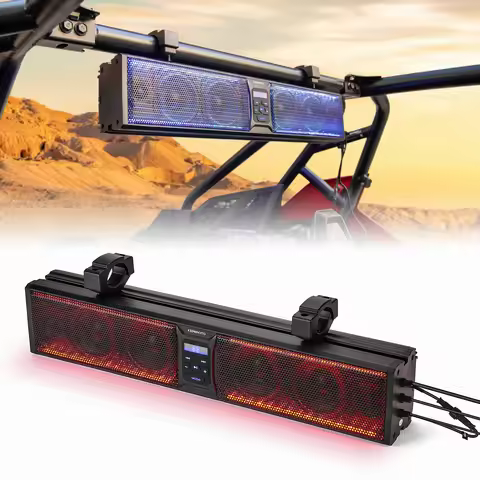 UTV RGB Sound Bar 600W Bluetooth Speaker Fits 1.5-2.25 Roll Bars Compatible with Polaris RZR Ranger 