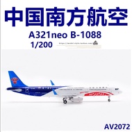 Aviation AV2072 China Southern Airlines A321neo B-1088 Aircraft Model 1/200