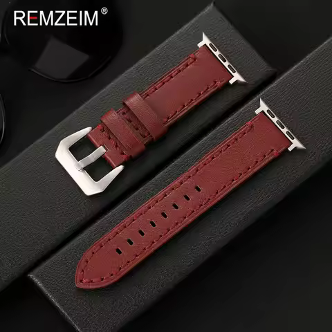 Men Retro Genuine Leather Watch Band for Apple Watch 1-11 Ultra SE 3 2 1 for iwatch 38-49mm Stainles