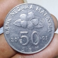 Koleksi Uang Koin Negara Malaysia 50 Sen Tahun 2001