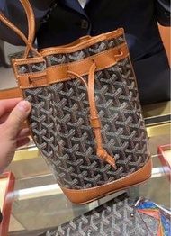 GOYARD Petit Flot 老花滿印抽繩開合 帆布拼皮水桶包 單肩包 小號 女款 啡色 棕色  bucket | PEFLOTPMLTY01CL03P | 全新正牌正貨
