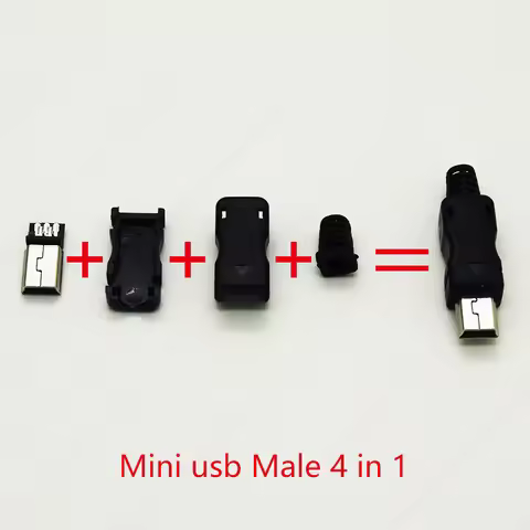 10Sets Mini USB 2.0 Male Connector (4 in 1) Mini USB Jack 5Pin Plug Socket With Plastic Cover With T
