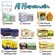 Al Haramain Bakhoor Series (Madinah, Diamond, Bait Al Arab Cambodi,  Al Majlis, Adam, Super, Hindi Ma’al Attar, Duggatal Oudh Ward Taifi, Ma’al Attar)