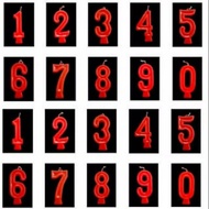 LILIN MERAH Red number candle 0-9