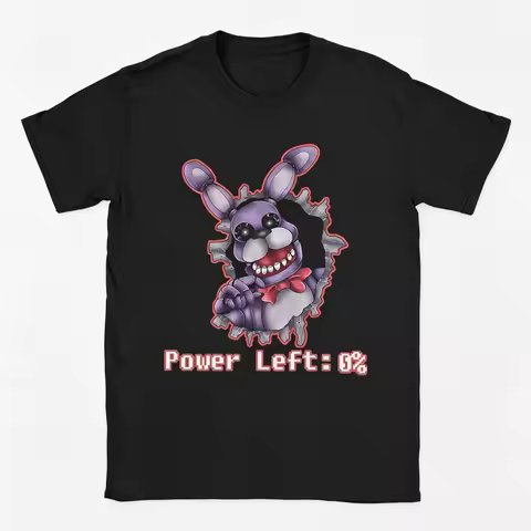 Vintage FNAF Game Bunny Power Left 0 T Shirt Purple Rabbit Character Meme Unisex Daily Wear Cotton T