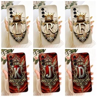 For Samsung Galaxy M34 M54 5G Case Luxury Initial Letters Crown Soft Silicone TPU Protective Cover F