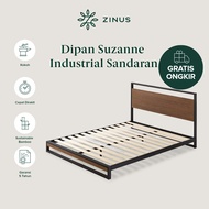 Zinus Tempat Tidur Ranjang Besi Suzanne / Sandaran Kayu Bambu / Design Industrial / Easy Assembly / 