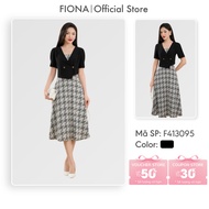 FIONA women's dress, high-end design, long flared office dress with youthful polka dot pattern F4130