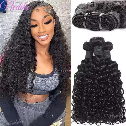 Curly Wigs Human Hair Bundles 26 28 30 Inch Remy Unprocessed Raw Virgin 100% Human Hair Water Wave E