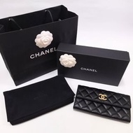 全新正品Chanel 2022黑色長銀包