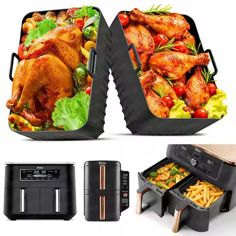 Air Fryer Moulds for Foodi Max Dual Zone AF400EU AF300EU 7.6L-9.5L Airfryer, Silicone Insert AirFrye