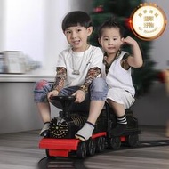 電動小火車可坐人軌道車兒童 嬰兒學步溜溜車雙人童車玩具車3-6歲