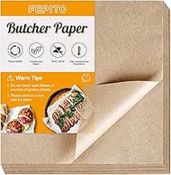 FEPITO 60 Pieces Brown Butcher Paper Square Meat Sheet No Wax Butcher Paper 12 x 12 inch Precut Butc