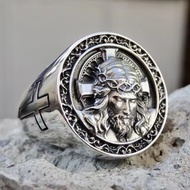 Fashion religion Jesus Ring Cross Exorcism Order Stainless Steel Cool High Quality Men Jewelry