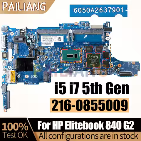 For HP Elitebook 840 G2 Notebook Mainboard 6050A2637901 i5 i7-5th Gen 799510-601 216-0855009 Laptop 
