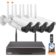 【2-Way Audio & Dual Antenna Enhanced】 90ft Night Vision Outdoor Wireless Security Camera System, WiF