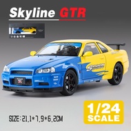 LEO 1:24 NISSAN GTR R34 Livery Diecast โมเดล รถอัลลอยด์รถยนต์ของเล่นคอลเลกชันของขวัญสําหรับเด็กชายสา