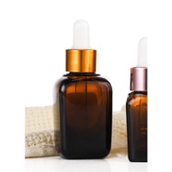 churich888 ขวดดรอปเปอร์ แก้วสีชา ที่หยดมีสเกล ทรงเหลี่ยม สำหรับใส่เซรั่ม 10-100 ml (พร้อมส่งจากไทย)