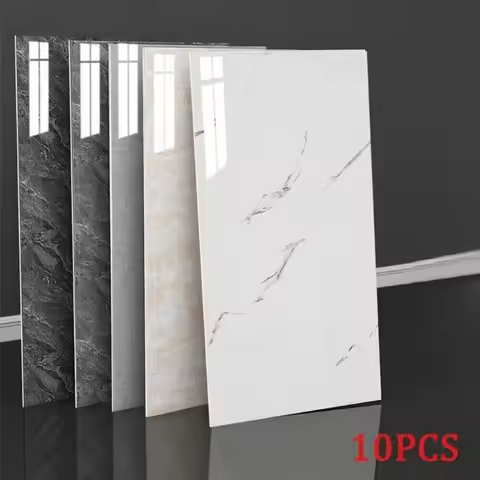 10-Pack Self-Adhesive Marble Tile Stickers – Waterproof 30x60cm PVC Peel-and-Stick Tiles for Kitchen