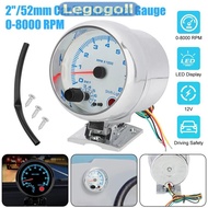 Legogoll 3.75'' Car Universal Silver Tachometer Gauge Blue Inter Shift Light 0-8000 RPM Tachometer G