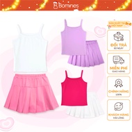 Bomines girls' skirt Set, 2-piece shirt mixed with dynamic pleated skirt for children 2-12 years old